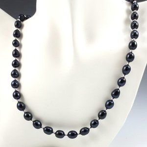 Blue Pearl and Sterling Silver Necklace